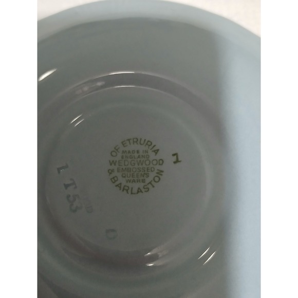 Wedgwood Blue Queen's Ware Cup and Saucer Embossed Grapes Made in England - Picture 7 of 7